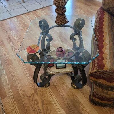 glass top table with metal legs