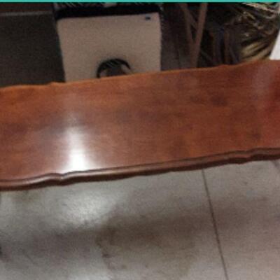 nice cherry wood stained sofa table