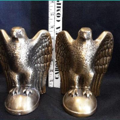 pair of bronze colored eagles