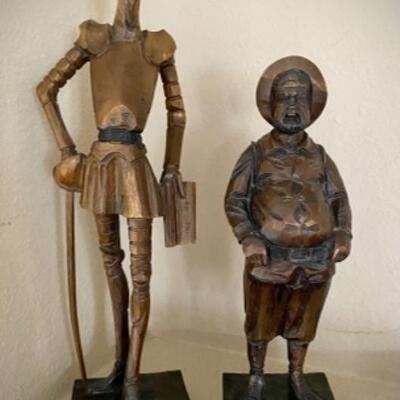 Don Quixote & Pancho carved wooden figures from Spain