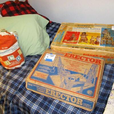 1970 Erector set & 1966 Fisher-Price Educational Blocks, Vintage ABC blocks