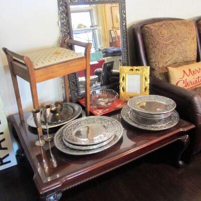 Thomasville Chippendale coffee table with a protective glass top