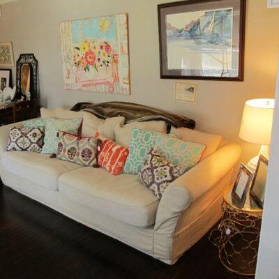 Restoration Hardware finely made sofa w/ removable covers. Down-filled pillows. typically retails for $3000+/-