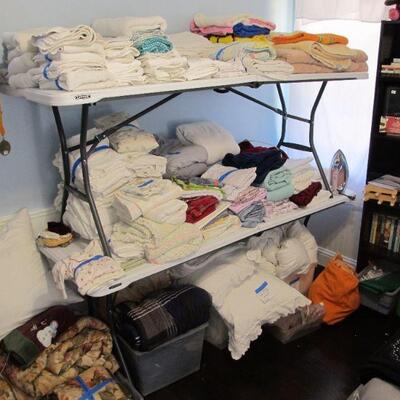 Lots of lovely linens, towels, blankets, comforters, electric blankets, sheets - king, queen, & twin, throws & more!