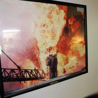 Kuwait oil fires framed art