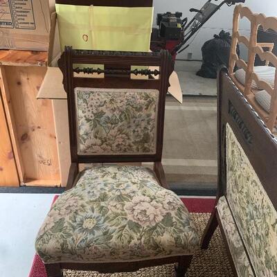 Antique Accent Chair with Matching Settee