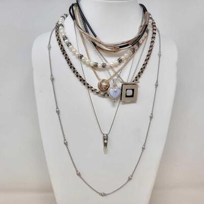 #968 â€¢ (8) Fashion Sterling Silver Necklaces, 245g
