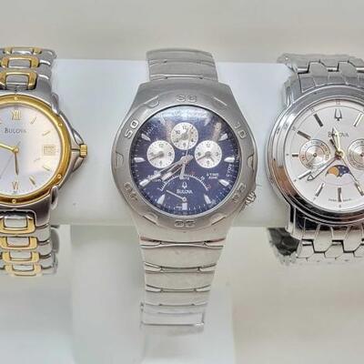 #1212 â€¢ (3) Bulova Wrist Watches