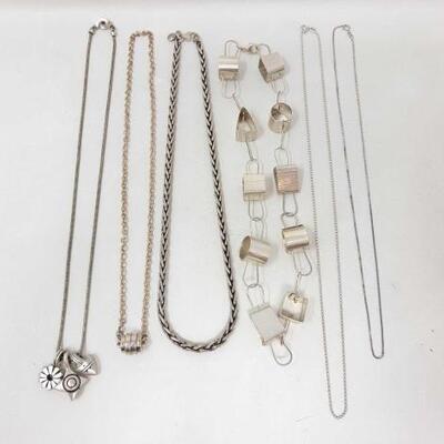 #970 â€¢ (6) Sterling Silver Necklaces, 131.5g
