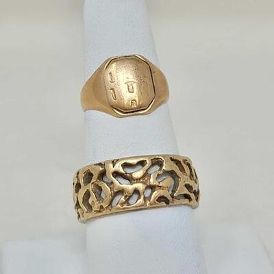 #810 â€¢ (2) 14k Gold Rings, approx 12.2g