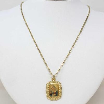 #1264 â€¢ Costume Jewelry Religious Pendant with Chain and Jewelry Box
