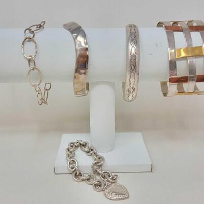 #960 â€¢ (5) Sterling Silver Fashion Cuffs/Bracelets, 141.6g