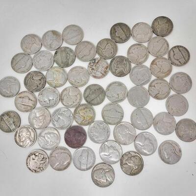 #1622 â€¢ (41) Pre 1964 Jefferson Nickels and (11) Buffalo Nickels