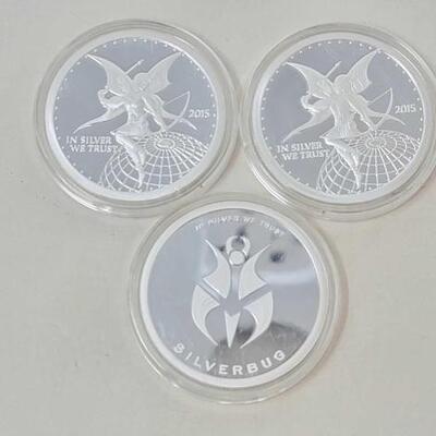 #1330 â€¢ (3) Silverbug .999 Fine Silver Coins, 3 ozt

