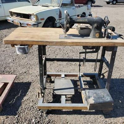 80016 â€¢ Sewing Table, Singer Sewing Machine, and Pedal