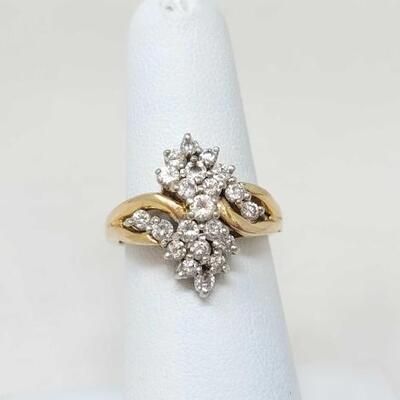 #790 â€¢ 14k Gold Diamond Cluster Ring, 5.4g
 approx a size 6.