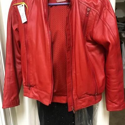 Red leather woman's jacket