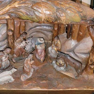 Hand carved nativity scene 
