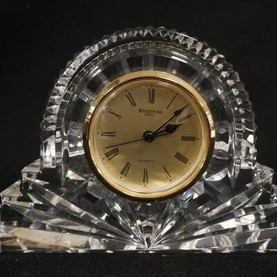1316	SIGNED WATERFORD CRYSTAL CLOCK 7 1/4 IN W 5 IN H 

