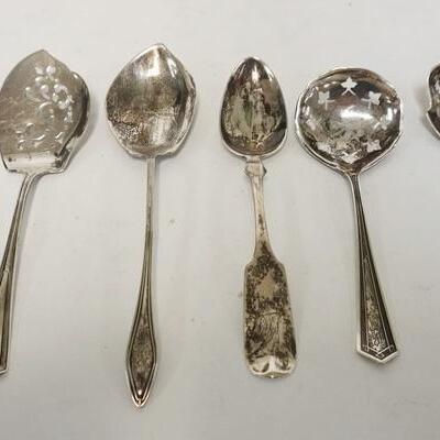 1312	7 SILVER SPOONS, 6 ARE STERLING & ONE IS COIN SILVER, LONGEST IS 6 3/4 IN, 4.35 TOZ
