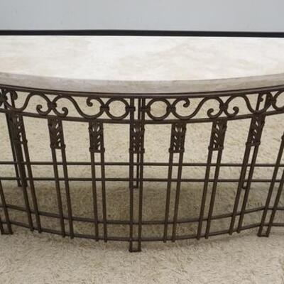 1158	IRON BASE STONE TOP CONSOLE TABLE, 73 IN WIDE X 19 IN DEEP X 32 1/2 IN HIGH
