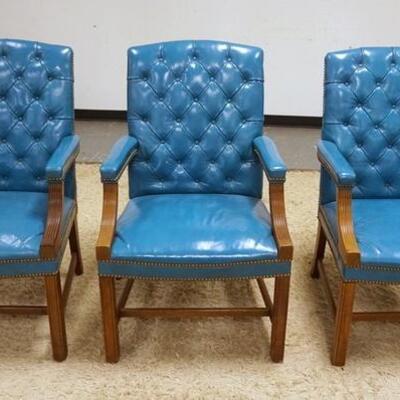1178	3 AQUA LEATHER ARM CHAIRS W/TUFTED BACKS
