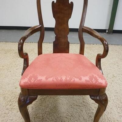 1165	DREXEL HERITAGE CARVED ARM CHAIR, BENTWOOD ARMS, UPHOLSTERED SEAT
