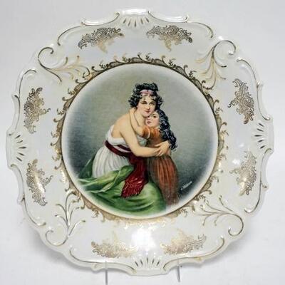 1286	BAVARIAN PLATE W/MOTHER & DAUGHTER, 12 1/4 IN
