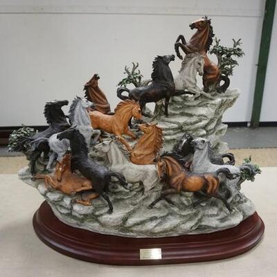 1265	LIMITED EDITION CORSA SELVAGGIA SCULPTURE OF WILD HORSES, COMPOSITION, SIGNED & NUMBERED, HAS CHIPS & A REPAIR, APPROXIMATELY 33 IN...