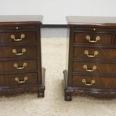 1166	PAIR OF HERITAGE 5 DRAWER NIGHT STANDS, HAVE PULL OUT SURFACES & BALL & CLAW FEET, 28 IN WIDE X 28 IN HIGH X 17 IN DEEP
