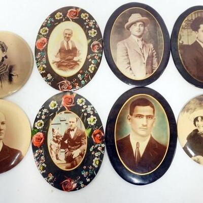 1284	GROUP OF 8 PHOTO BUTTONS, LARGEST OVALS ARE 7 3/4 IN & 5 3/4 IN
