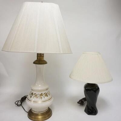 1240	TWO TABLE LAMPS ONE W/ GRAPEVINE DECORATION, TALLEST IS 29 1/2 IN H 
