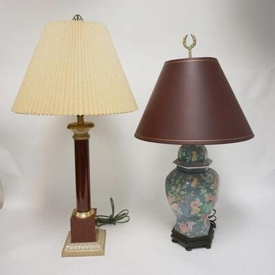 1257	2 LAMPS 1 ASIAN STYLE 1 COLUMN, 31 1/2 IN H 
