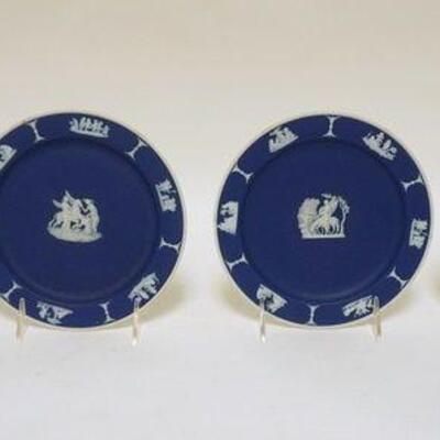 1122	4 WEDGWOOD JASPERWARE PLATES, MADE IN ENGLAND, 2 ARE 8 IN, 2 ARE 7 IN
