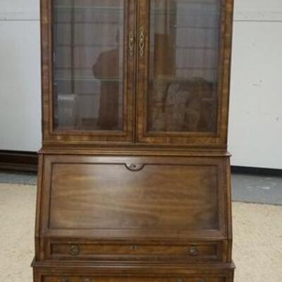 1210	HERITAGE SLANT FRONT SECRETARY W/ BOOK DISPLAY CASE TOP, & GLASS SHELVES, 82 IN H, 33 IN W, 16 IN DEEP
