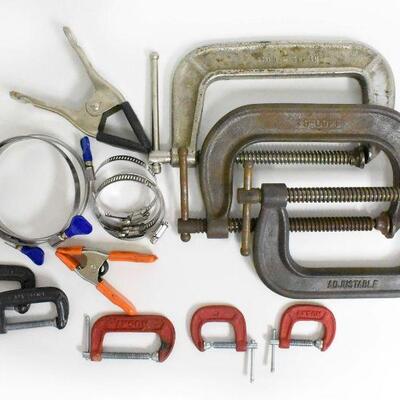 Various C Clamps, Hose Clamps & More