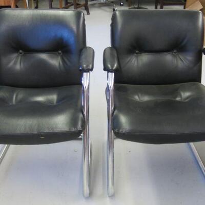 Leather & Chrome Office Armchairs