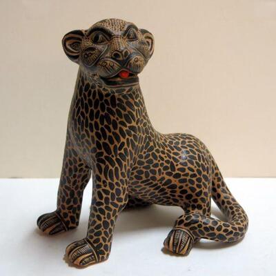 Chiapas Clay Jaguar Statue 