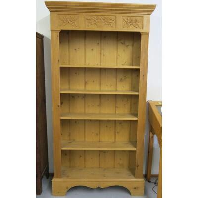 Tall Carved Pine Bookcase 
