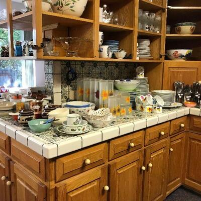 Kitchen Full of Glassware, Dishes, Bowls, Silverware