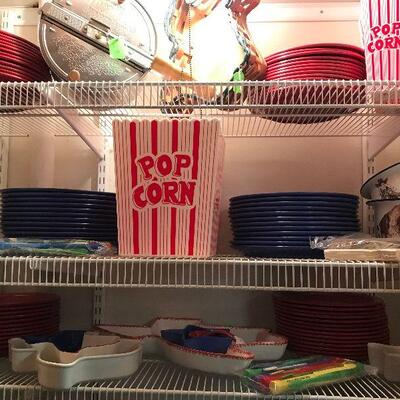 Popcorn Accessories, bowls, popper, plates, forks