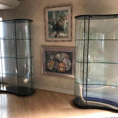 Three 1980s Glass Curio Cabinets