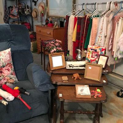 Linens Galore, Nesting Tables, Fabric Recliner