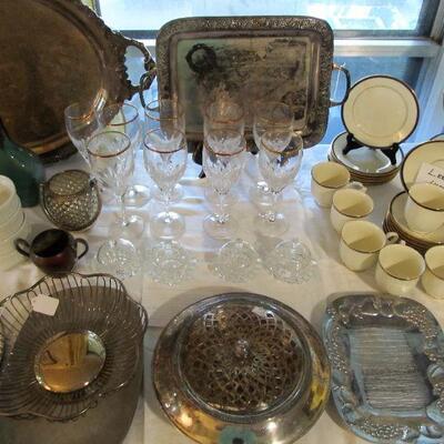 Beautiful vintage crystal & antique silver plate serving pieces!