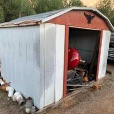 #523 • Shed with Contents Included. Measures approx 7.1 feet tall. All contents included
