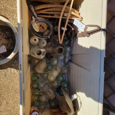 #3070 • Vintage Insolators, Lamp Shades, Bottles, Utensils, And More

