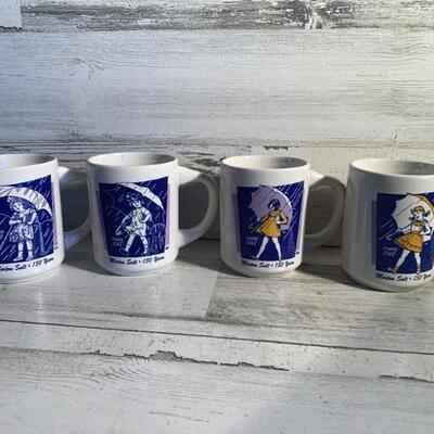 (4) Set of Morton Salt Mugs Celebrating 150 Years