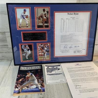 Nolan Ryan Autographed Statistics Sheet and Photo