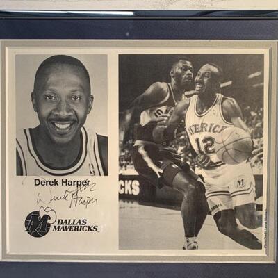 Framed Autograph Picture of Derek Harper, #12 Dallas Mavericks