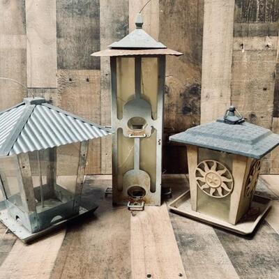Three Bird Feeders, as pictured